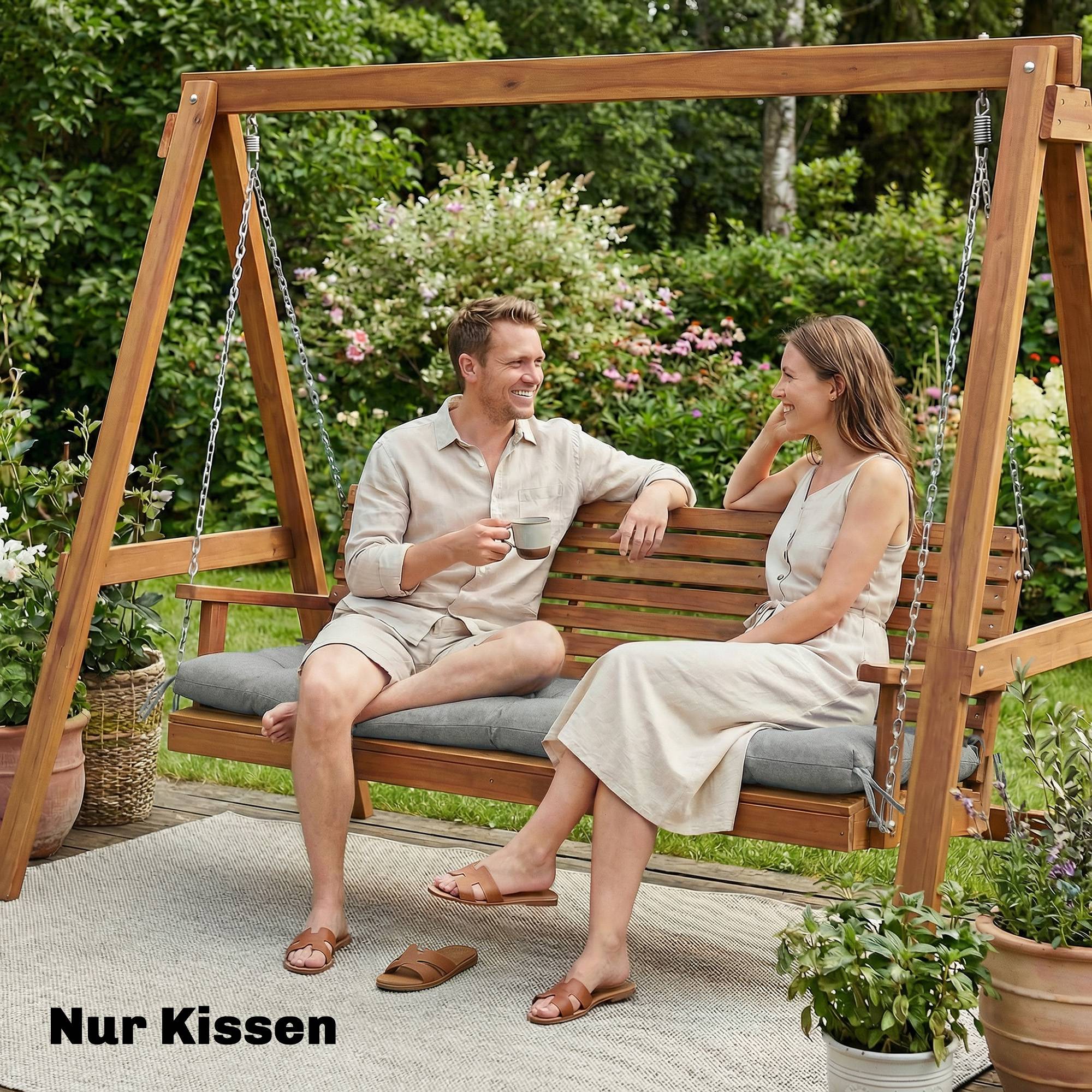 ComfortXL - Coussin bain de soleil polyester 198 x 65 x 13 cm gris clair extérieur déperlant UV50+ avec sangles de fixation - Image 9