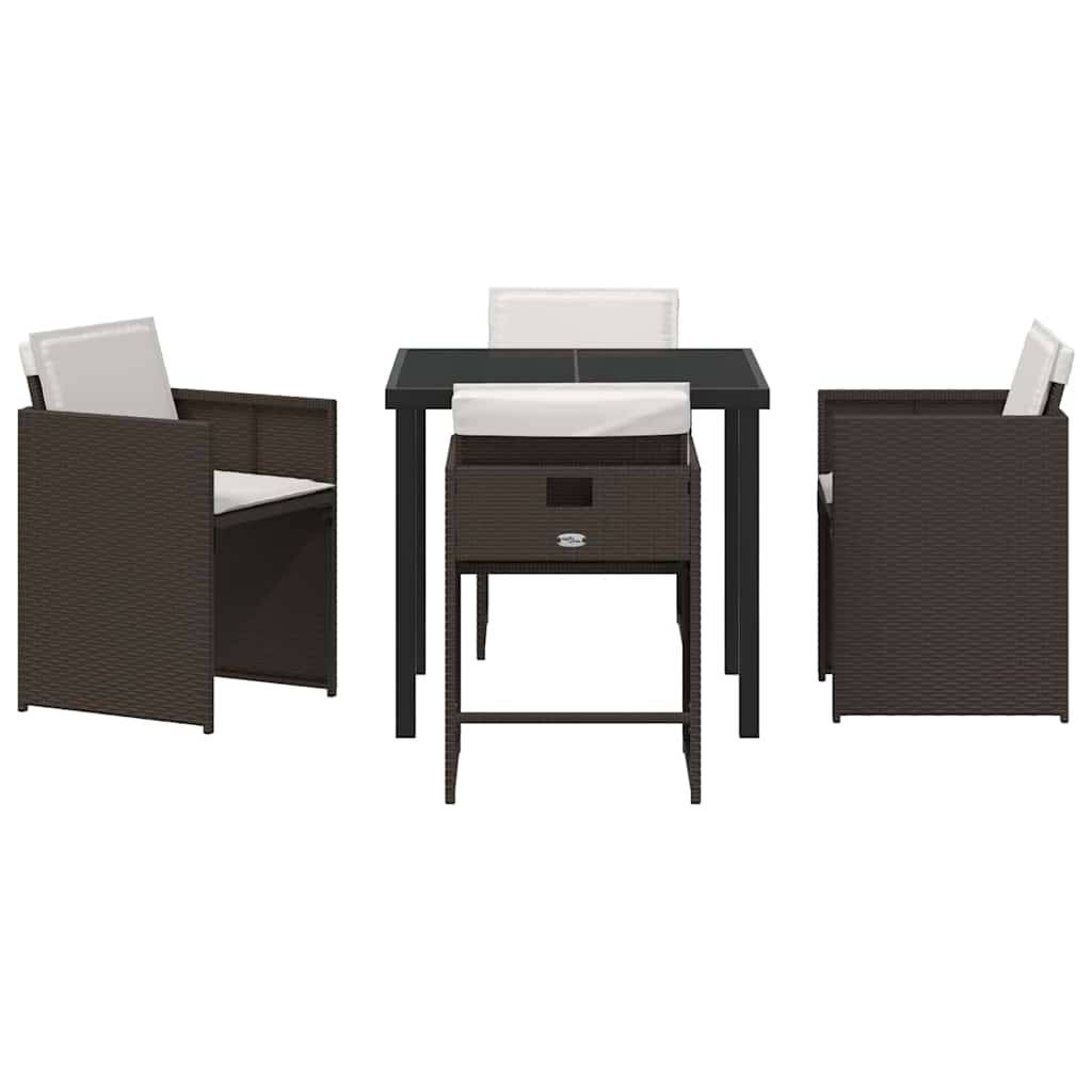 Table et chaises de jardin 4 places en polyrotin avec coussins inclus Marron – ComfortXL Outdoor Living - Image 7
