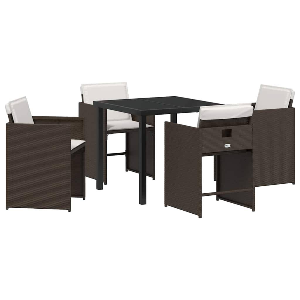 Table et chaises de jardin 4 places en polyrotin avec coussins inclus Marron – ComfortXL Outdoor Living - Image 2