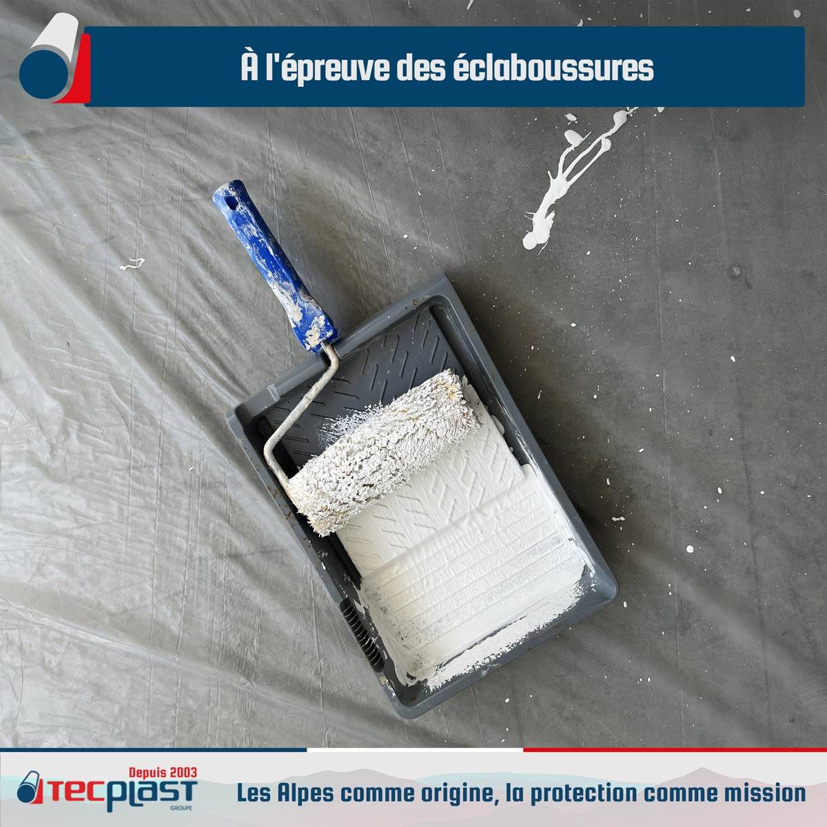 Bâche peinture en ROULEAU 3x25 m 80RPE Translucide - Haute Qualité - Film plastique de protection sol - Made in France TECPLAST - Imagen 4