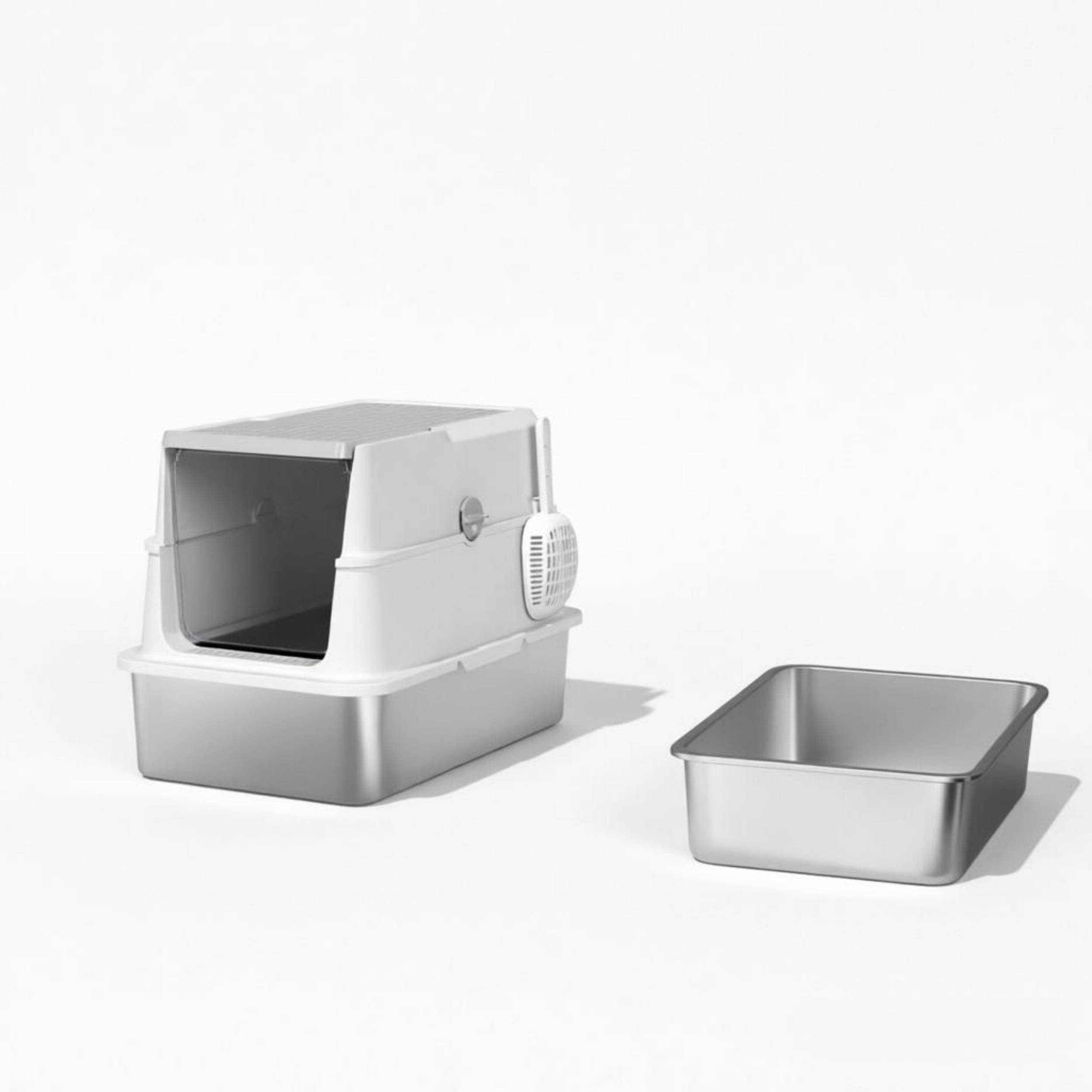 ComfortXL - Maison de toilette XL pour chat en acier inoxydable gris 60,2 x 40,2 x 43,3 cm fermée facile à nettoyer - Image 6