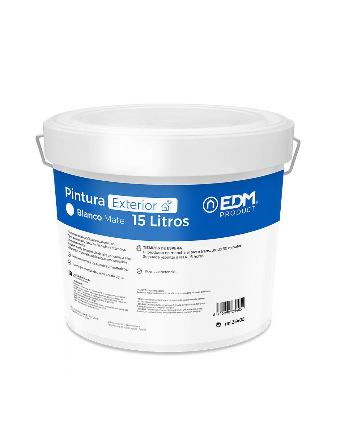 Peinture Plastique Edm 15l Intérieur Mat / Extérieur Blanc - Edm - Image 1
