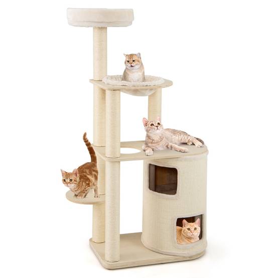 Maison Chic - Arbre à Chats 151cm Tour avec Condo à 2 Étages Poteaux et Tapis de Sisal pour Griffer Perchoir - Image 1