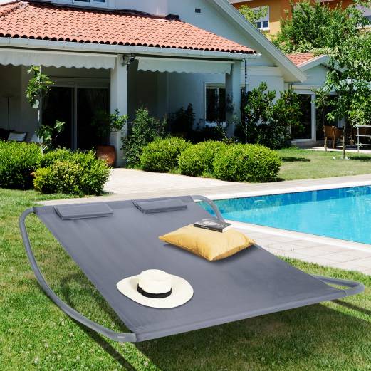 Lit bain de soleil 180 CM avec toile grise - Image 4