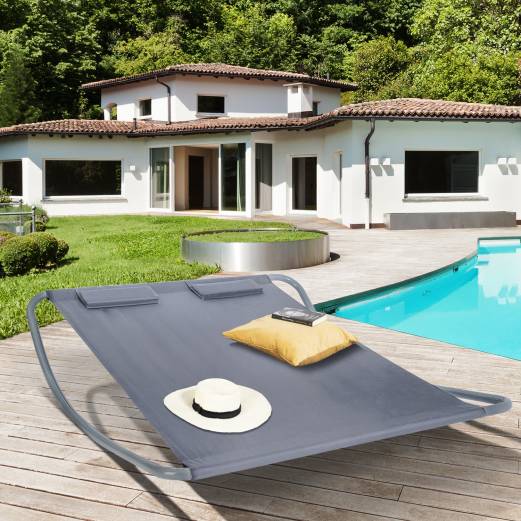 Lit bain de soleil 180 CM avec toile grise - Image 2