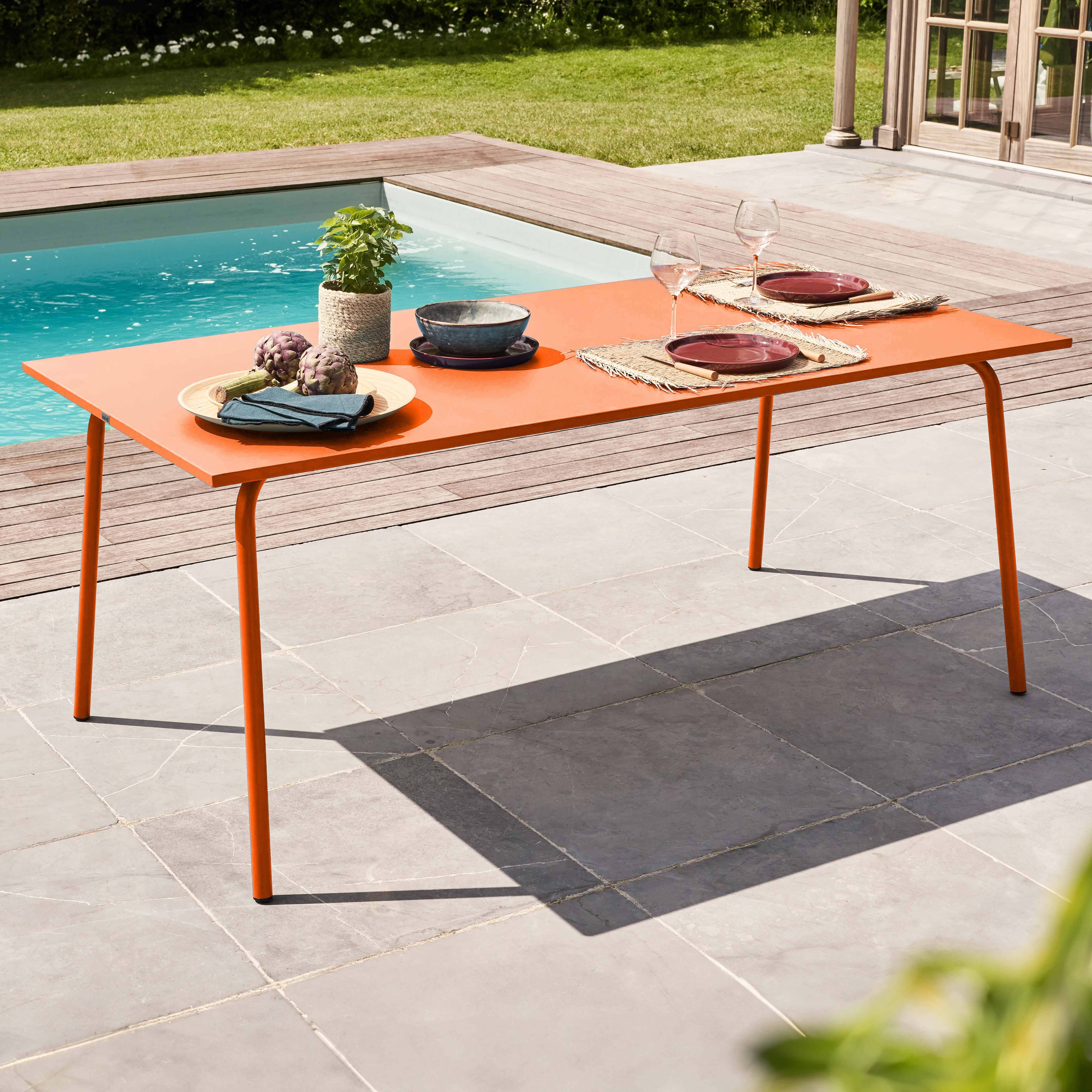 Oviala - Table de jardin rectangulaire en métal 8 places 180 cmorange Palavas - Oviala - Image 2