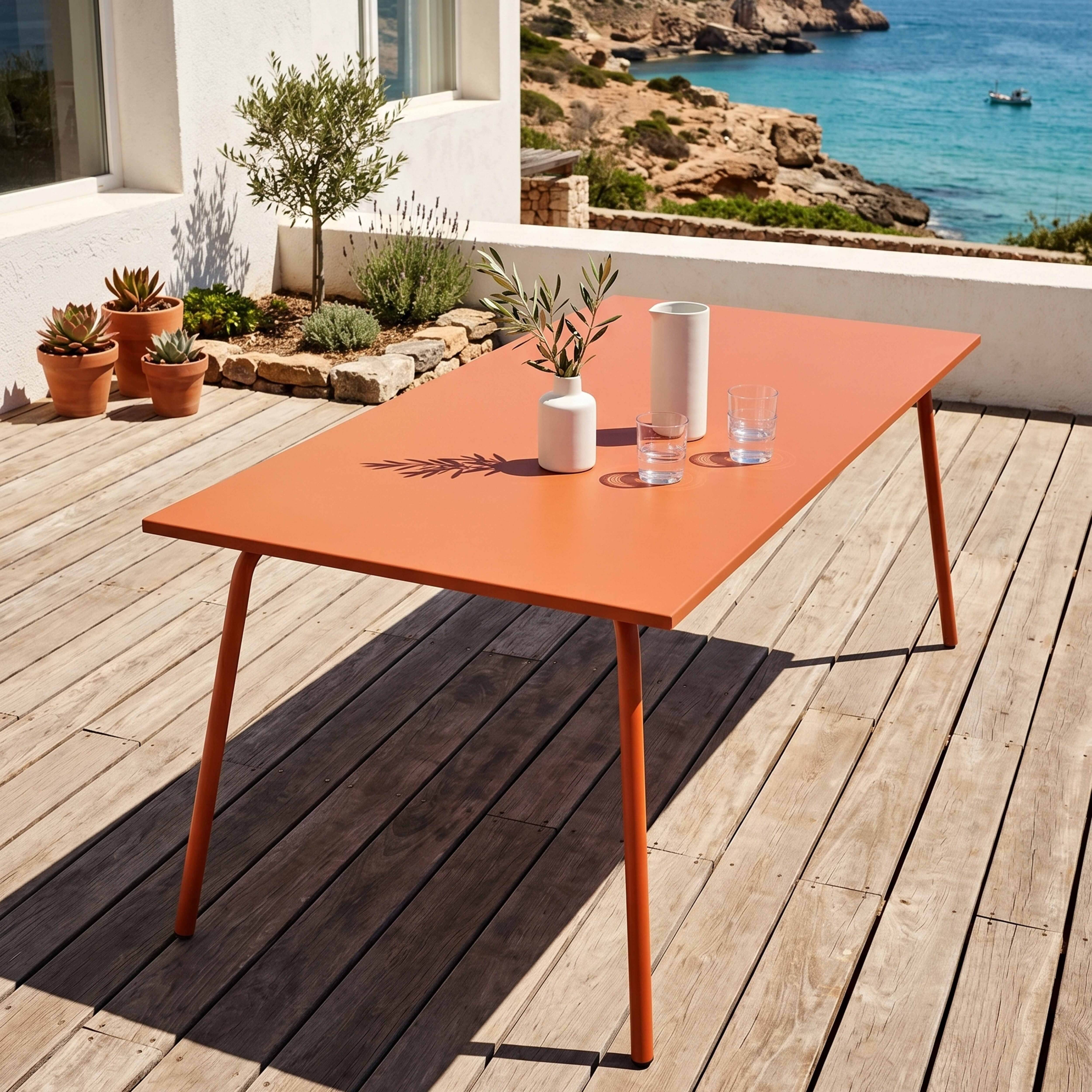 Oviala - Table de jardin rectangulaire en métal 8 places 180 cmorange Palavas - Oviala - Imagen 2