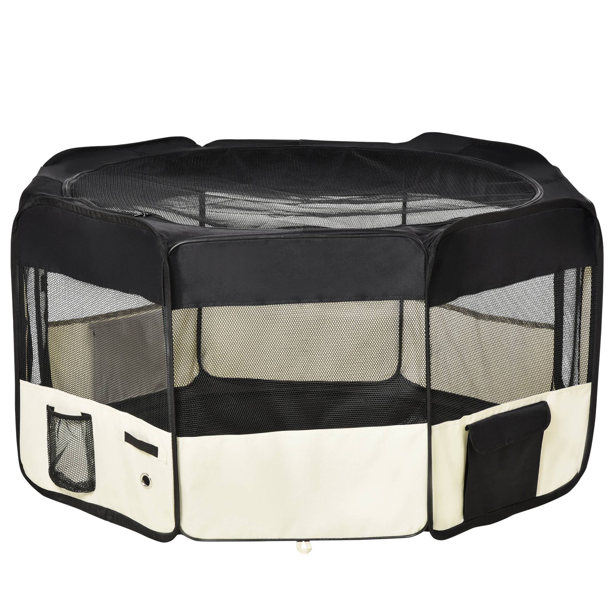 Parc pour chien pliable à 8 panneaux, avec sac de transport, Ø120 x 58 cm, noir - Image 2