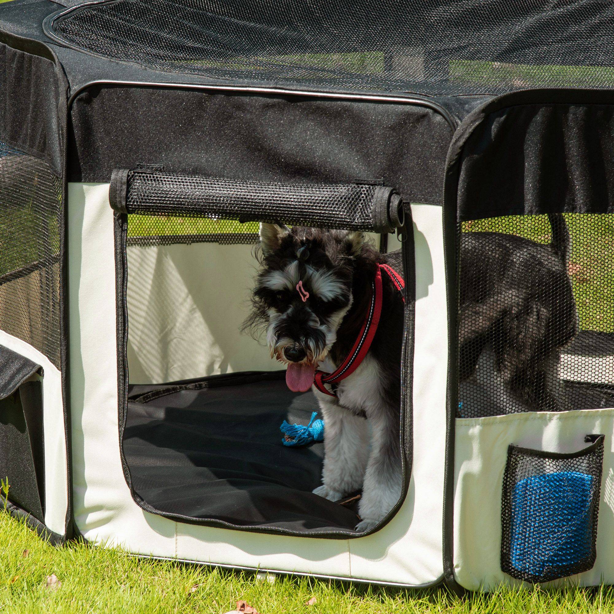 Parc pour chien pliable à 8 panneaux, avec sac de transport, Ø120 x 58 cm, noir - Image 10