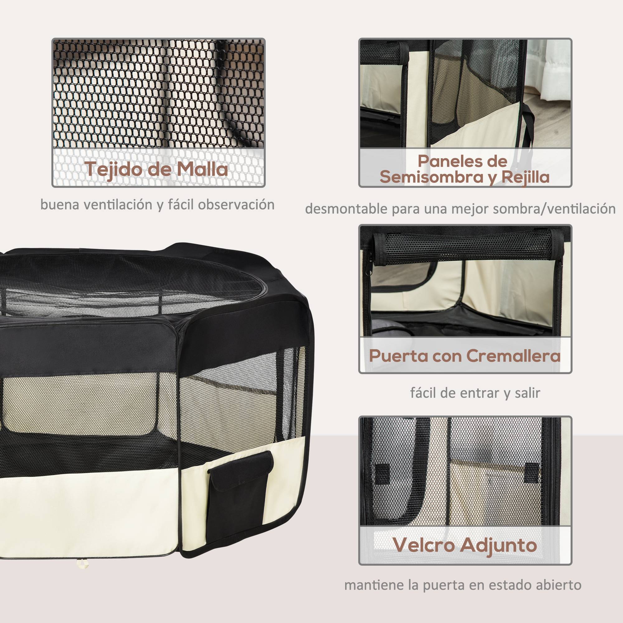 Parc pour chien pliable à 8 panneaux, avec sac de transport, Ø120 x 58 cm, noir - Image 8