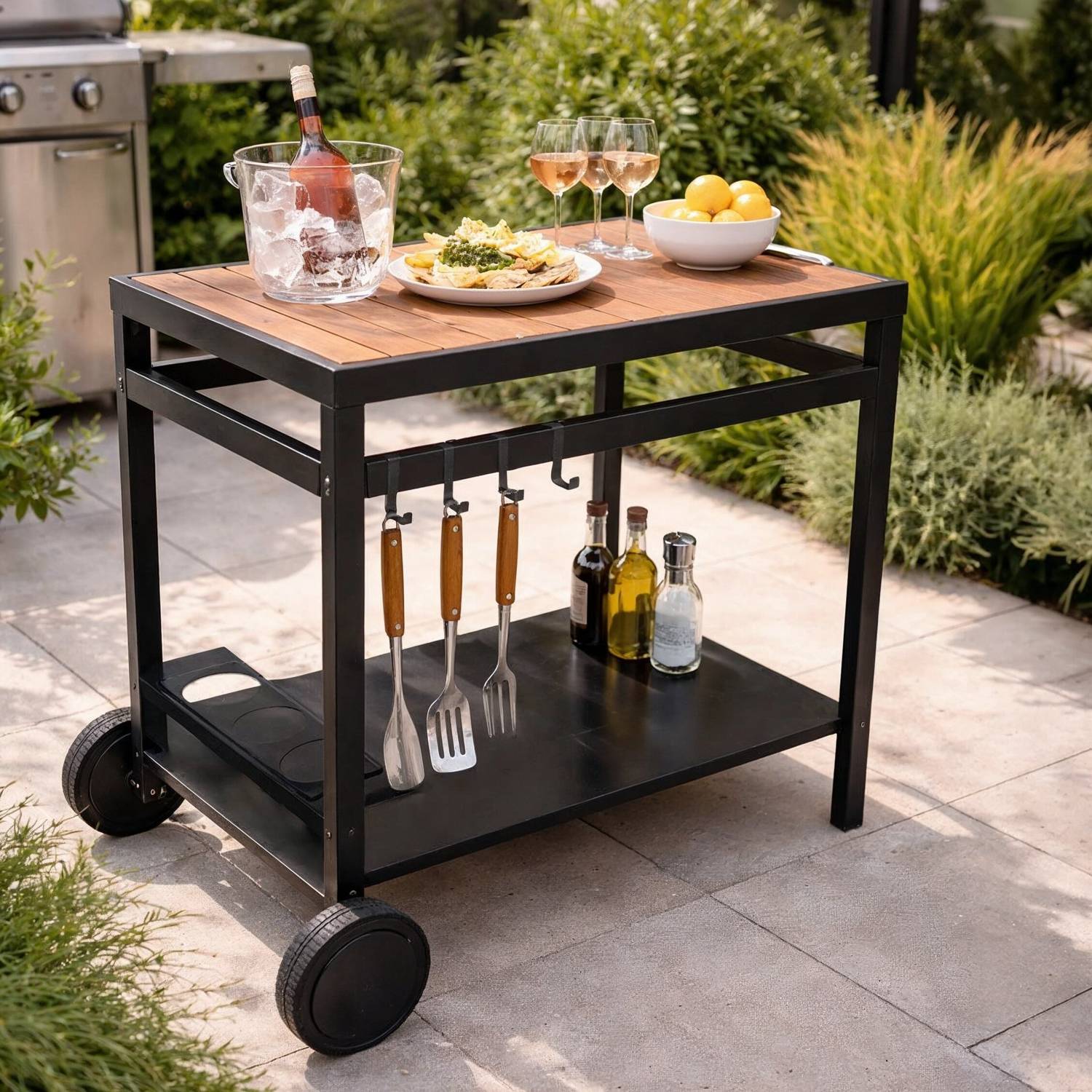 Happy Garden - Desserte AVEIRO noire pour plancha - HAPPY GARDEN - Image 6