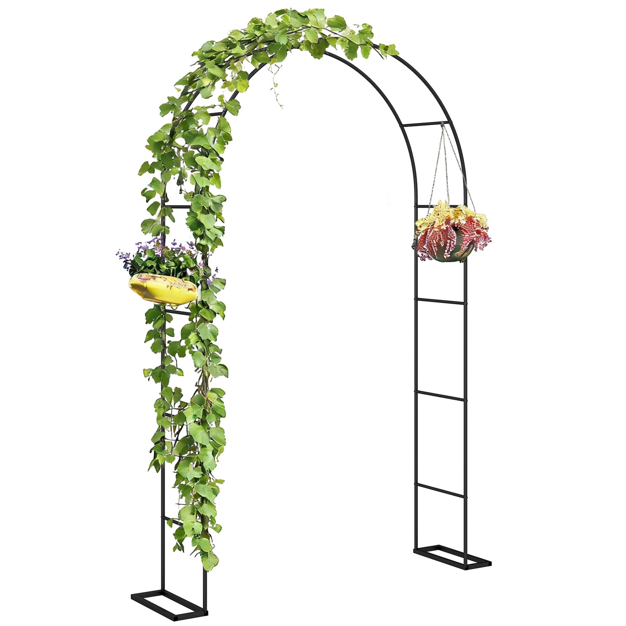 Arche de jardin métal mariage bases lestables plantes rosiers 237cm noir - ComfortXL Outdoor Living - Image 1