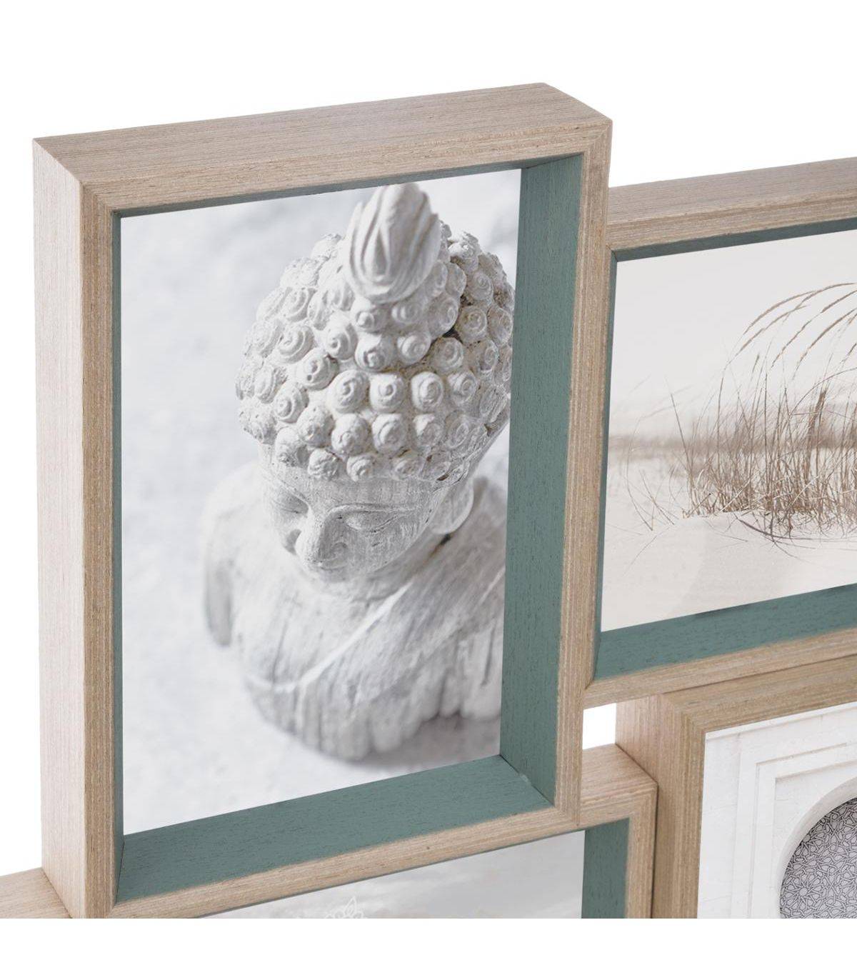 Cadre Pêle-mêle Multivues 9 Photos en bois et verre 45 x 45 cm - Imagen 2