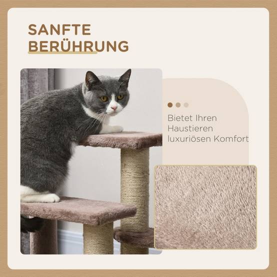 Arbre à chat avec escalier pour animaux, 3 marches, balle de jeu, jusqu'à 5 kg, 45 x 40 x 48 cm, marron - Image 6