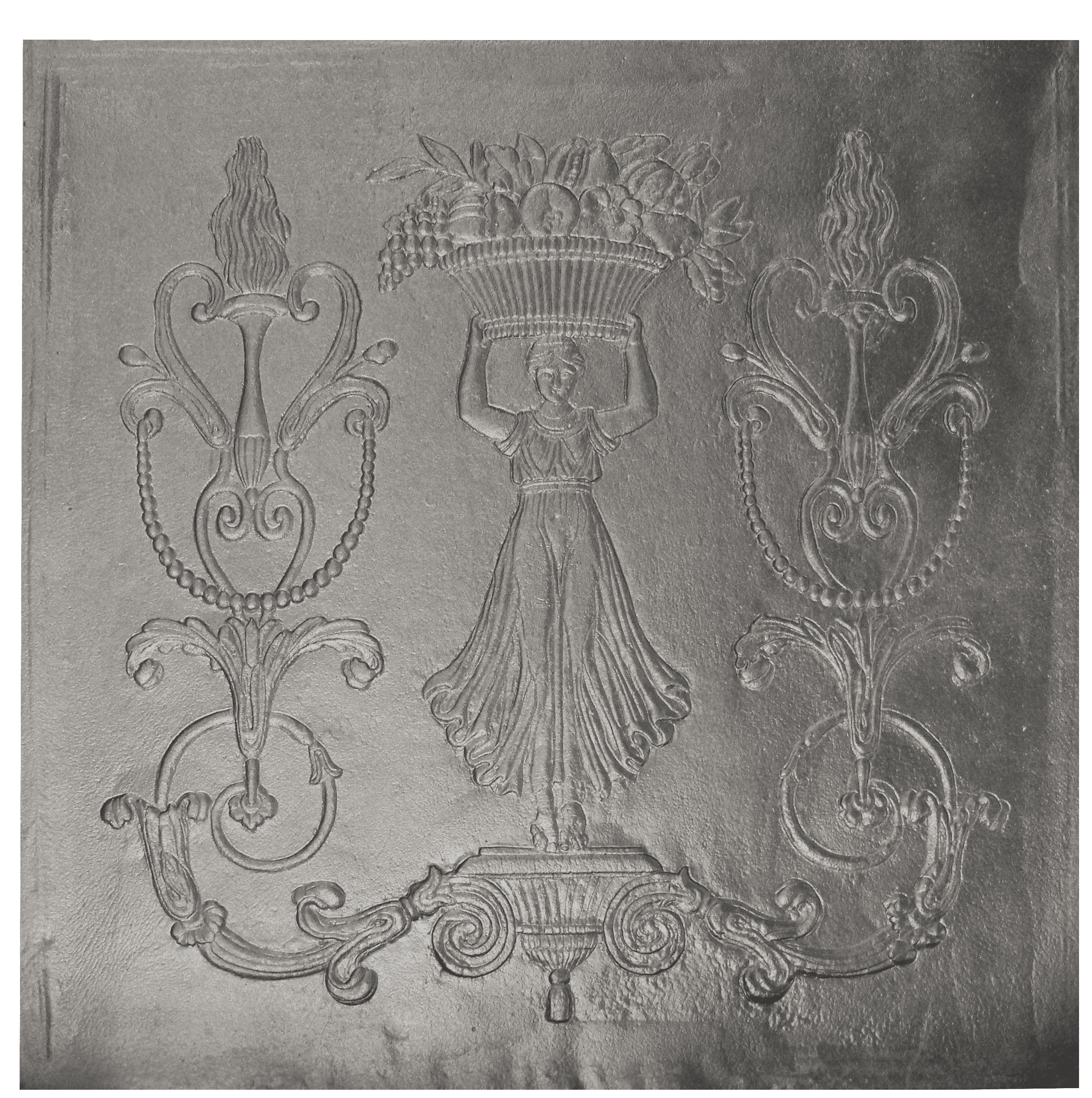 Plaque de cheminée Pomone DOMMARTIN grise H. 97 cm X L. 97 cm - Imagen 1