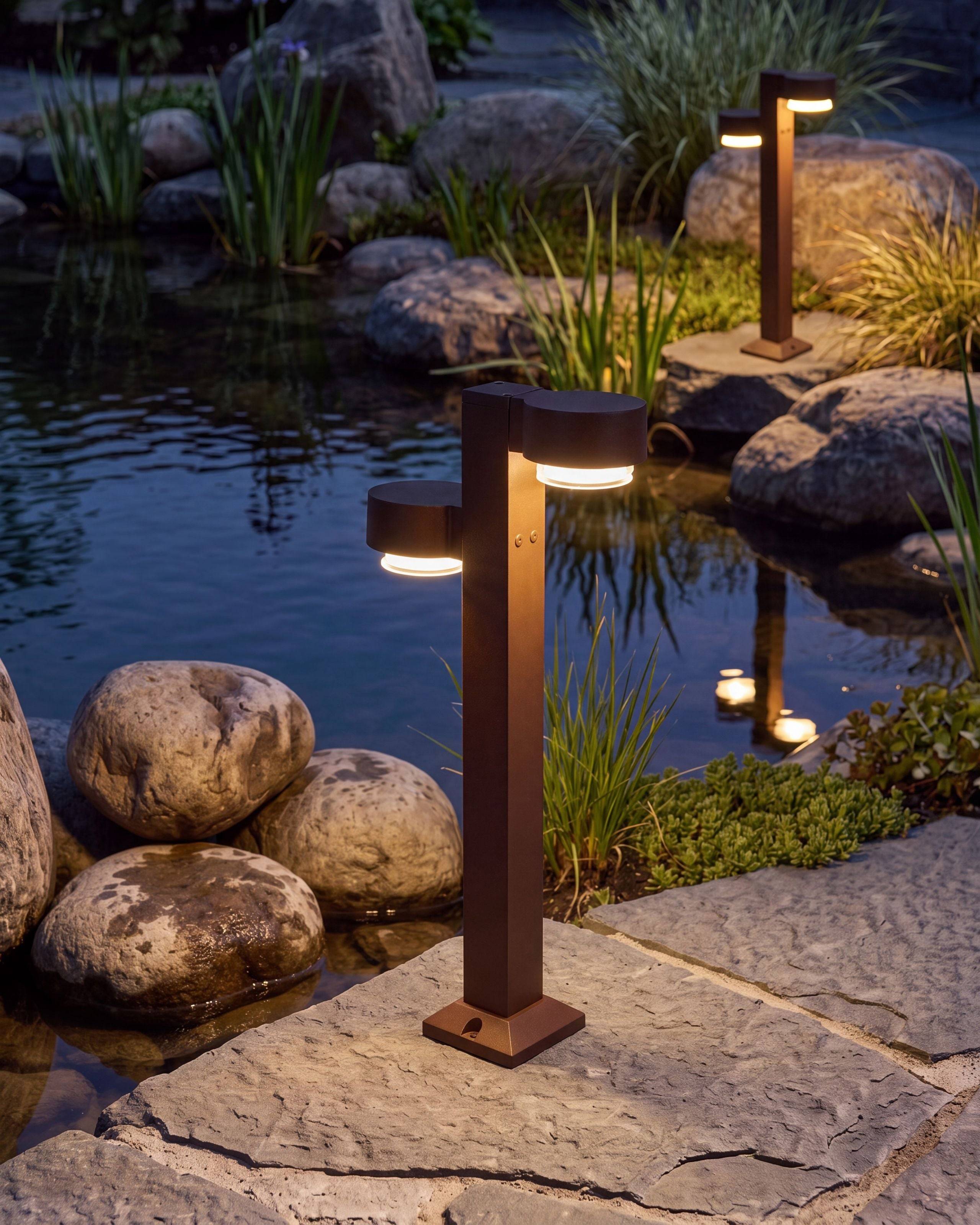 Beliani - Borne Lumineuse Aluminium Marron TORDERA - 24x10x60- Beliani - Image 1