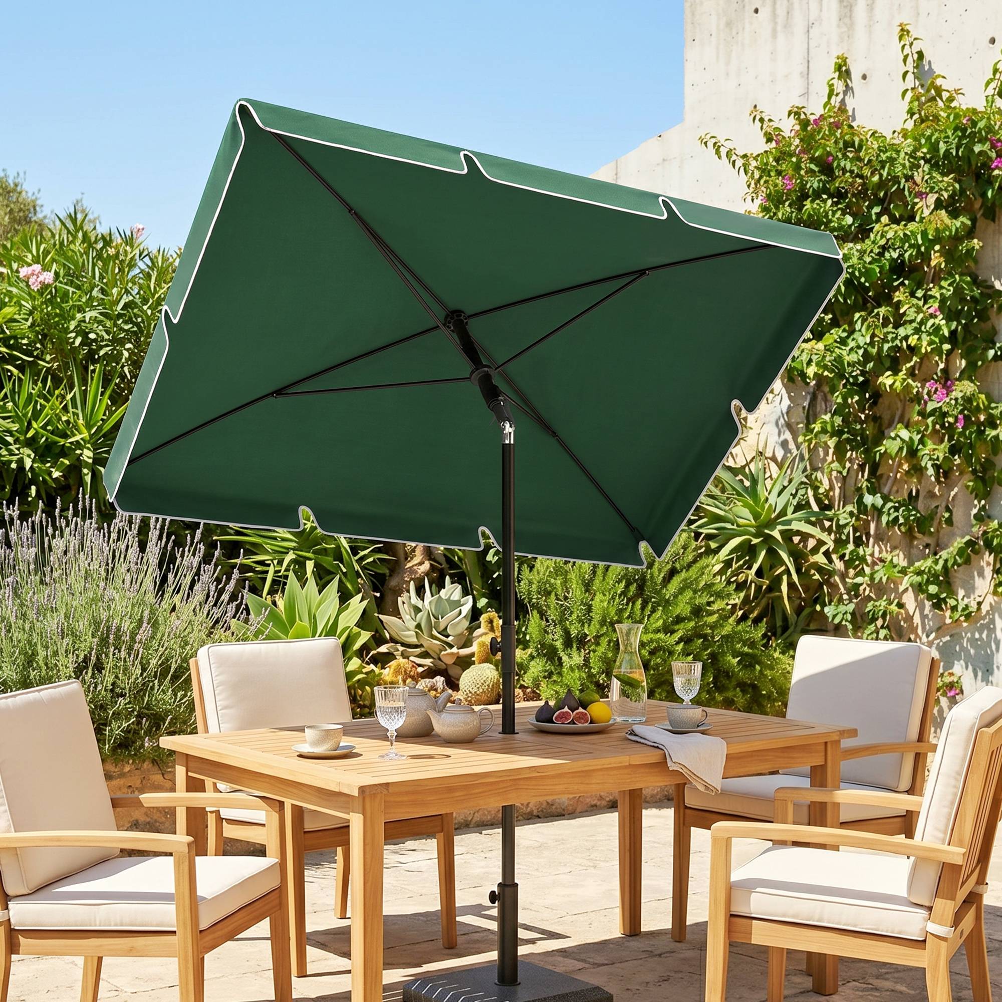 Parasol terrasse aluminium 2x1,3x2,5 m, parasol jardin rectangulaire inclinable, vert - Image 3