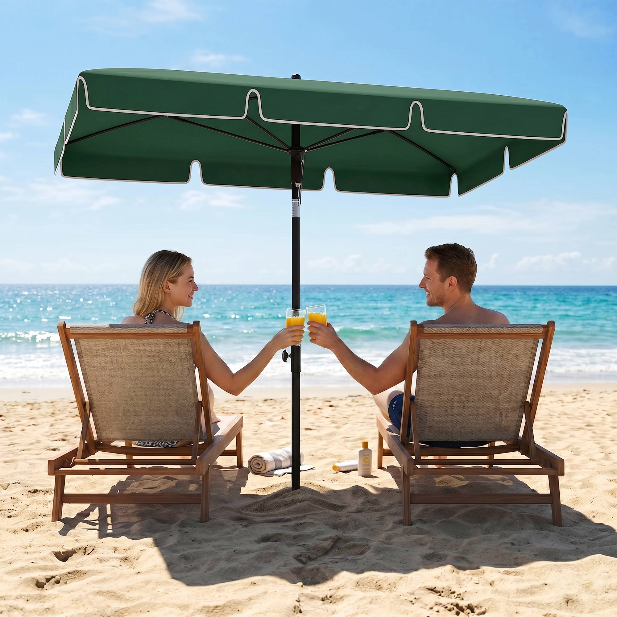 Parasol terrasse aluminium 2x1,3x2,5 m, parasol jardin rectangulaire inclinable, vert - Image 10