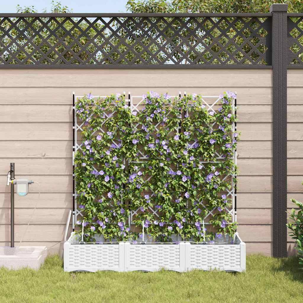 Cache-pot de jardin 3 pcs | Bac à fleurs Blanc Acier - Image 2
