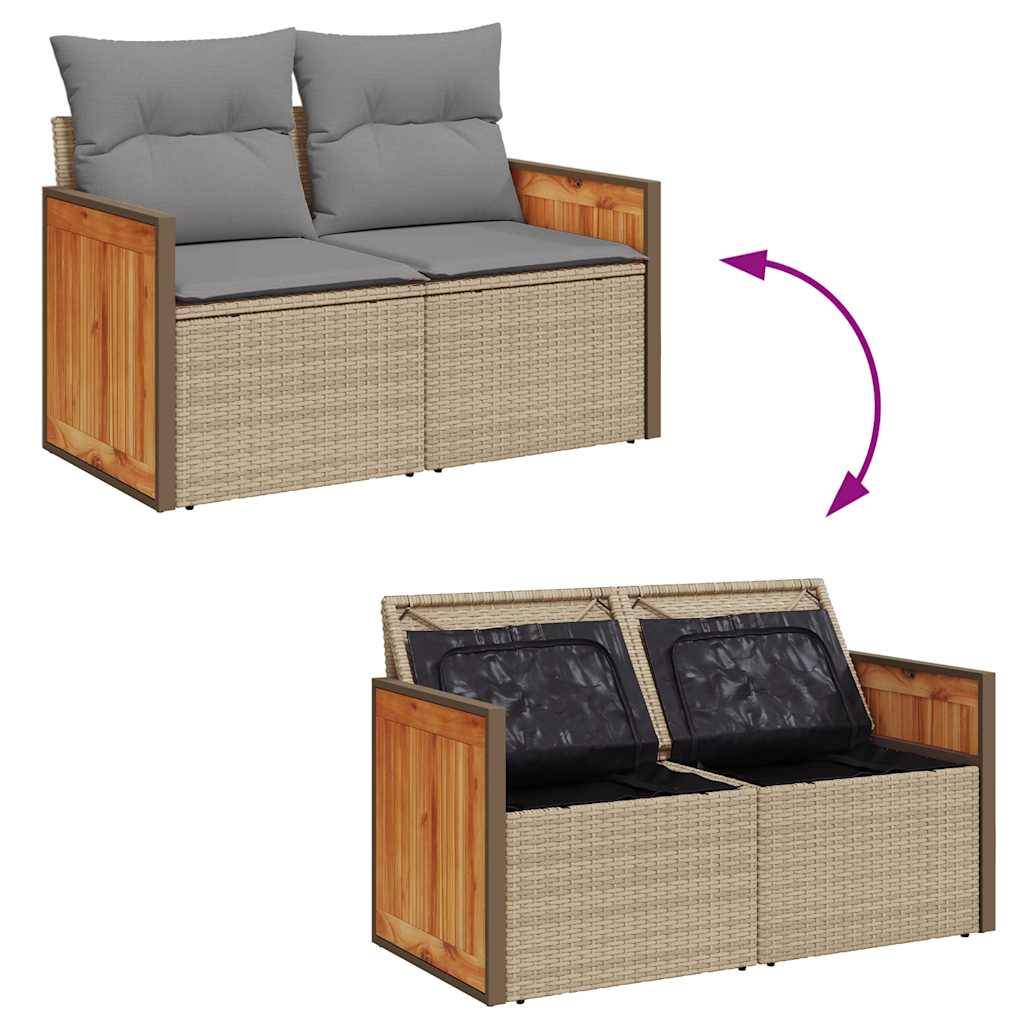 Salon de jardin 9 places beige en résine et bois d'acacia modulable avec coffres de rangement – ComfortXL Outdoor Living - Image 9