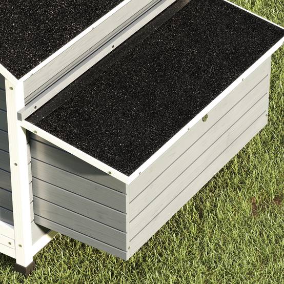 Poulailler bois extérieur double pondoir perchoirs 150x100x96cm gris - ComfortXL Outdoor Living - Image 10