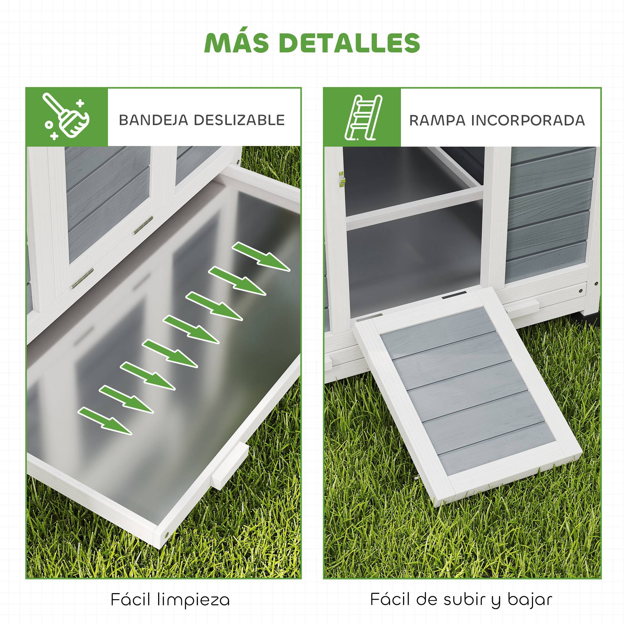 Poulailler bois extérieur double pondoir perchoirs 150x100x96cm gris - ComfortXL Outdoor Living - Image 9