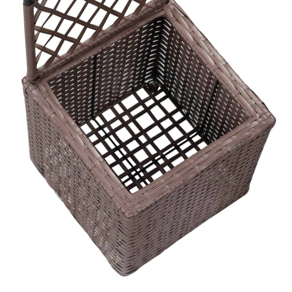 Helloshop26 - Jardinière lit surélevé plantes fleurs jardin treillis 1 pot 30 x 30 x 107 cm résine tressée marron - Imagen 6