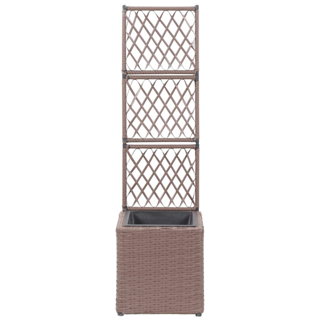 Helloshop26 - Jardinière lit surélevé plantes fleurs jardin treillis 1 pot 30 x 30 x 107 cm résine tressée marron - Imagen 2