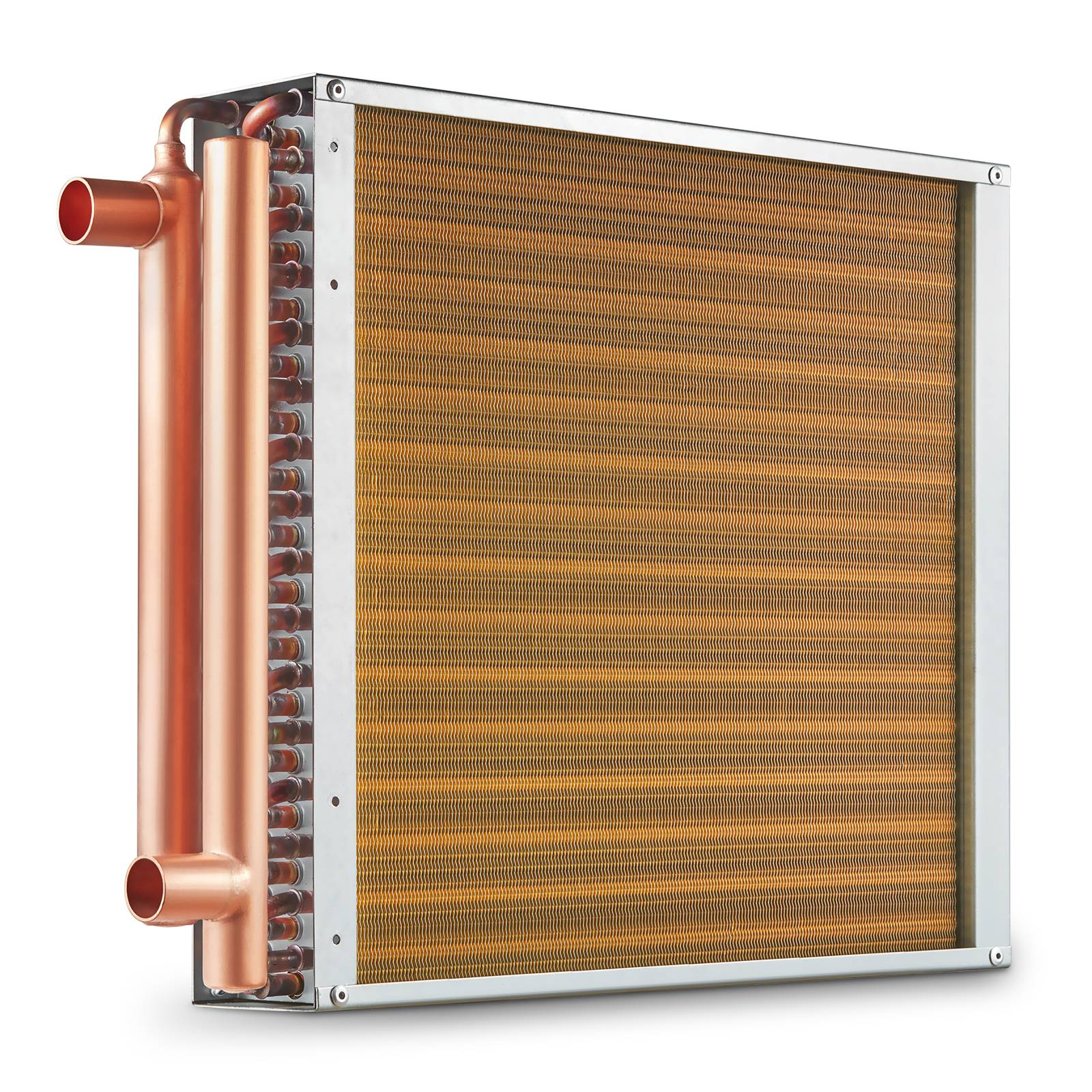 VEVOR Échangeur chaleur air-eau, 16x16 po, 3 rangées cuivre. Pour chauffage domestique. - Image 1