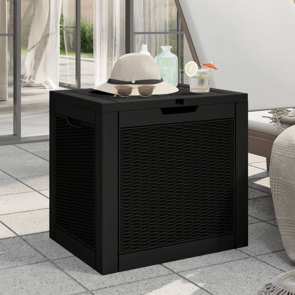 Malle de Rangement Jardin Polypropylène Aspect Rotin Verrouillable pour Terrasse Noir 118L – ComfortXL Outdoor Living - Image 1