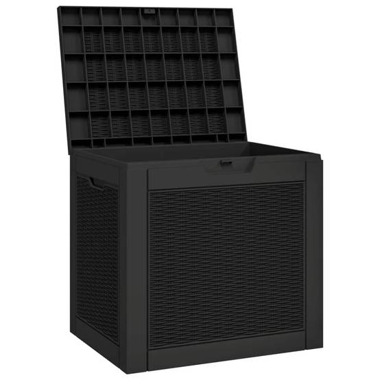 Malle de Rangement Jardin Polypropylène Aspect Rotin Verrouillable pour Terrasse Noir 118L – ComfortXL Outdoor Living - Image 4