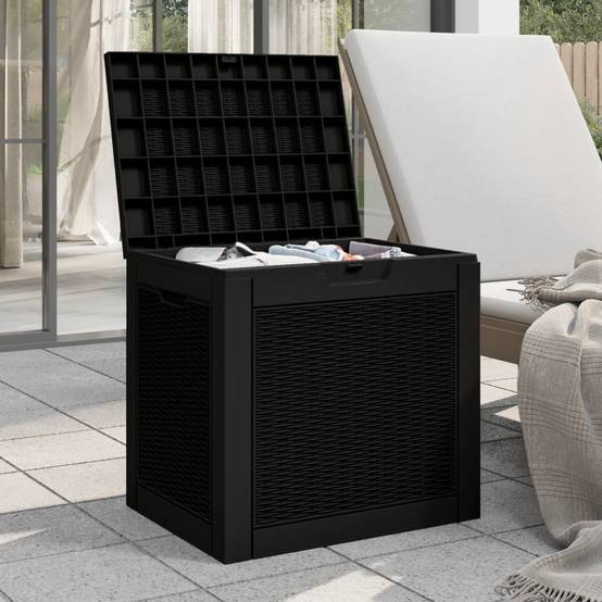 Malle de Rangement Jardin Polypropylène Aspect Rotin Verrouillable pour Terrasse Noir 118L – ComfortXL Outdoor Living - Image 3