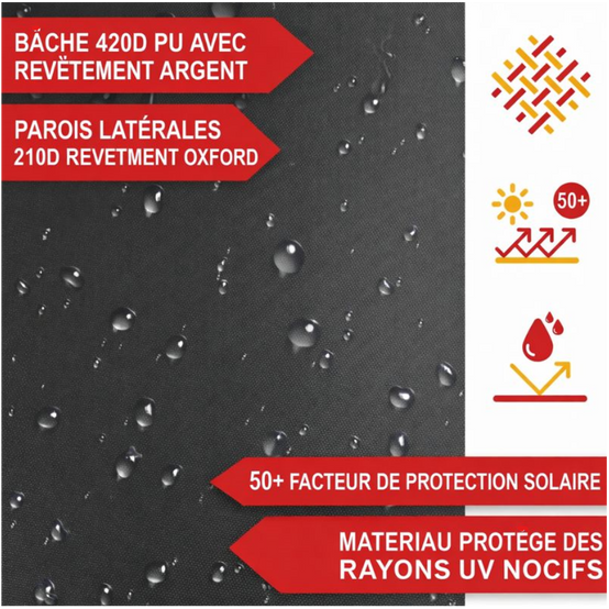 Pavillon 3x3m Tonnelle de jardin pliable Gris avec fenêtres Sac de rangement inclus - Image 6