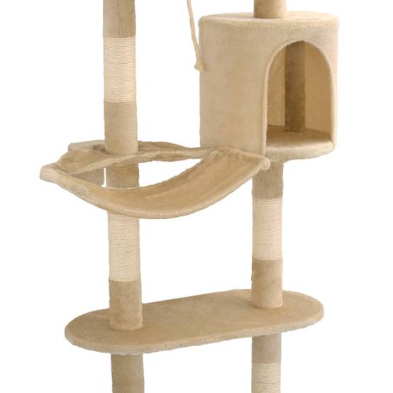 Arbre à chat mural 194 cm avec griffoir sisal et niche gain de place Beige – ComfortXL Pet Living - Image 7
