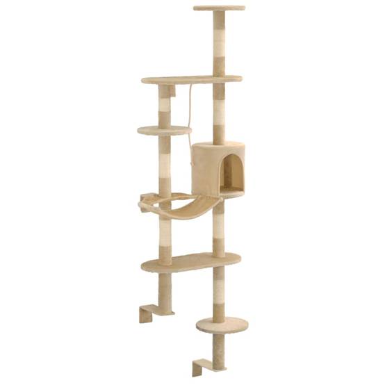 Arbre à chat mural 194 cm avec griffoir sisal et niche gain de place Beige – ComfortXL Pet Living - Image 3