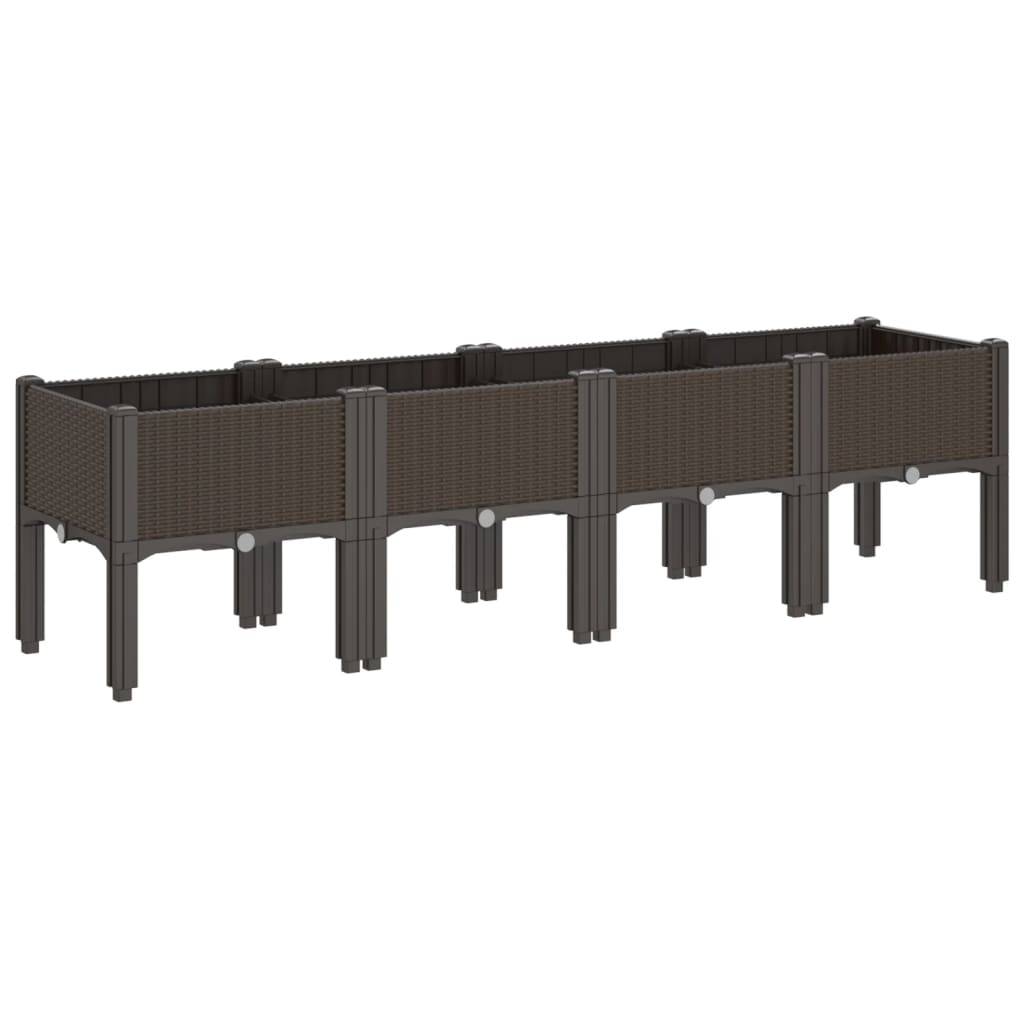 ComfortXL - Grand bac à fleurs sur pieds PP aspect rotin pour jardin 160x40x42 cm marron – ComfortXL Outdoor Living - Image 5