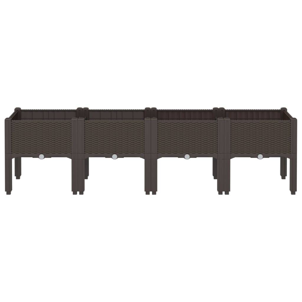 ComfortXL - Grand bac à fleurs sur pieds PP aspect rotin pour jardin 160x40x42 cm marron – ComfortXL Outdoor Living - Image 3