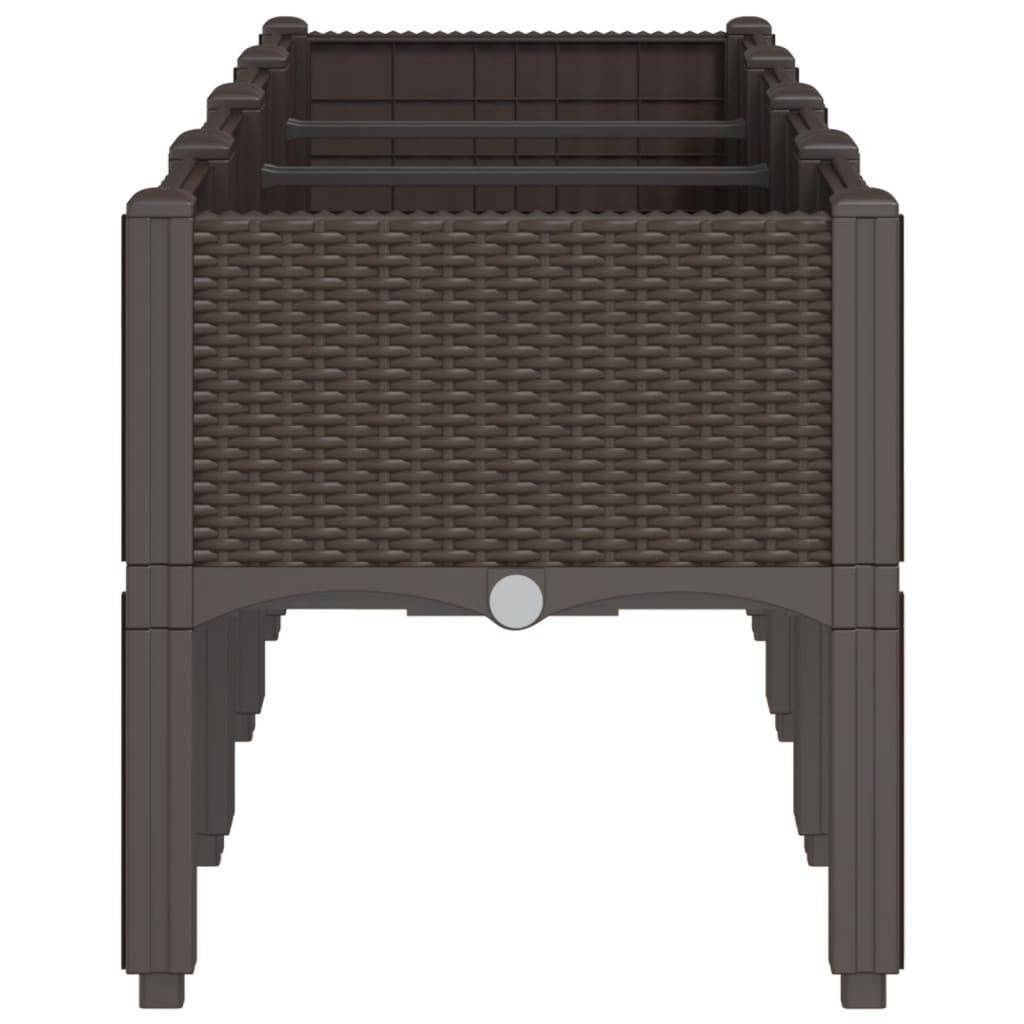ComfortXL - Grand bac à fleurs sur pieds PP aspect rotin pour jardin 160x40x42 cm marron – ComfortXL Outdoor Living - Image 4