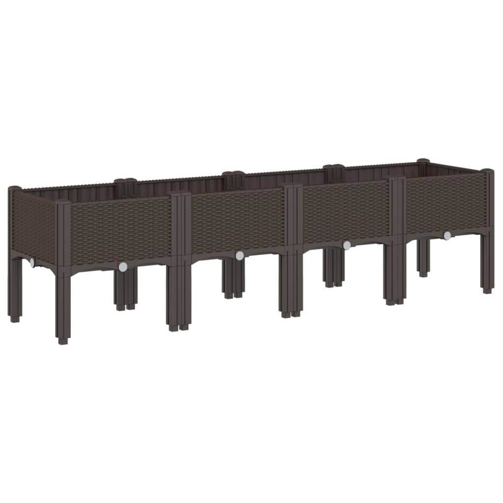 ComfortXL - Grand bac à fleurs sur pieds PP aspect rotin pour jardin 160x40x42 cm marron – ComfortXL Outdoor Living - Image 2