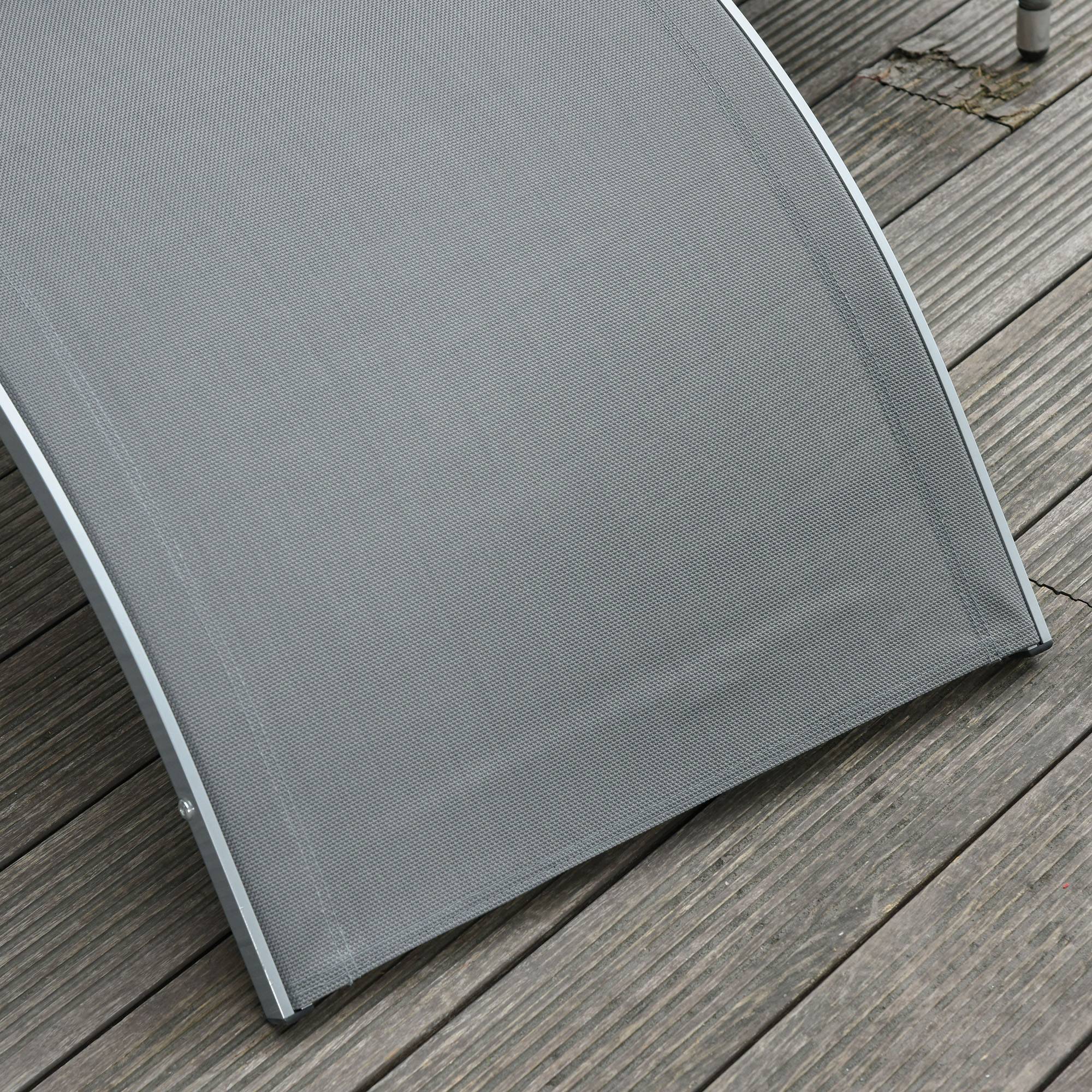 Outsunny - Bain de soleil transat design contemporain avec appui-tête grand confort léger aluminium textilène 160 x 60 x 65 cm gris - Outsunny - Imagen 8