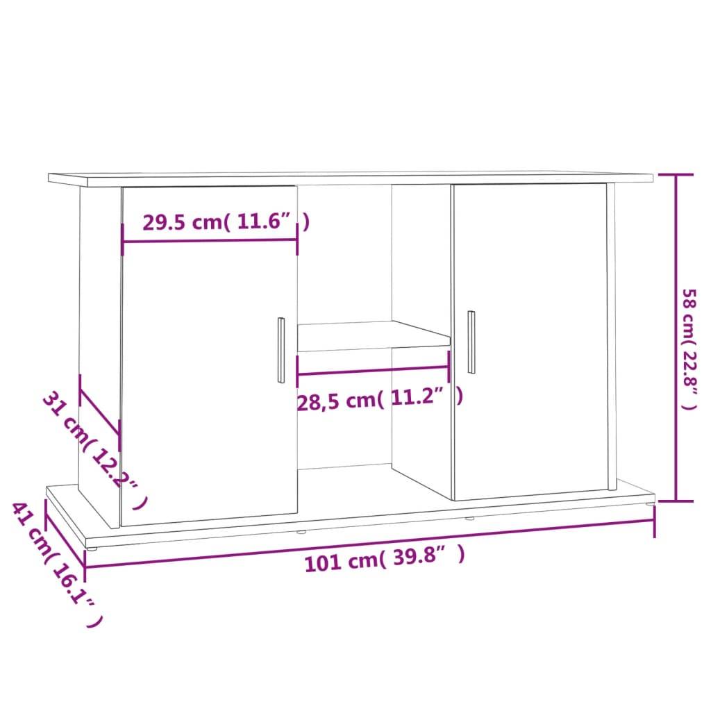 Meuble pour Aquarium Bois d'ingénierie avec Étagères de Rangement Chêne Fumé 101 cm - ComfortXL Outdoor Living - Image 5