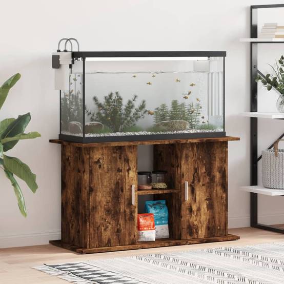 Meuble pour Aquarium Bois d'ingénierie avec Étagères de Rangement Chêne Fumé 101 cm - ComfortXL Outdoor Living - Image 1
