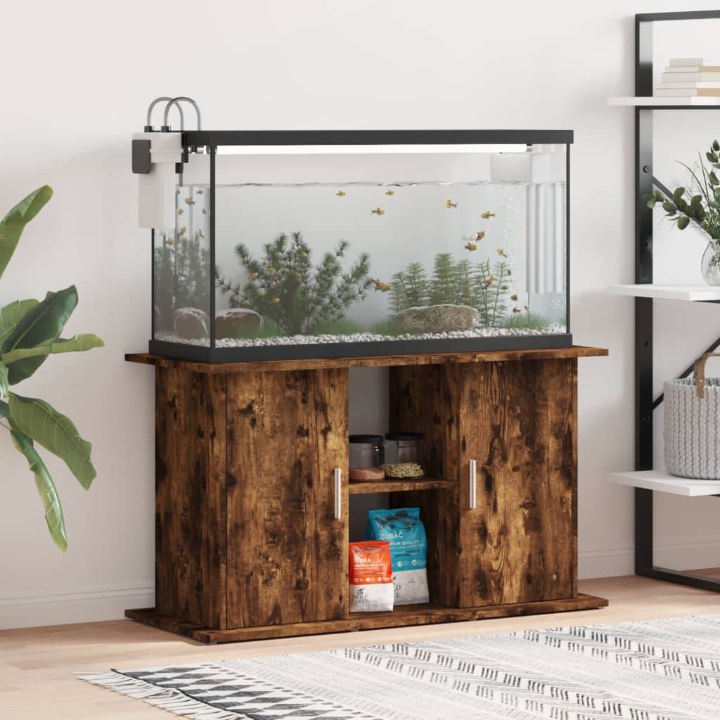 Meuble pour Aquarium Bois d'ingénierie avec Étagères de Rangement Chêne Fumé 101 cm - ComfortXL Outdoor Living