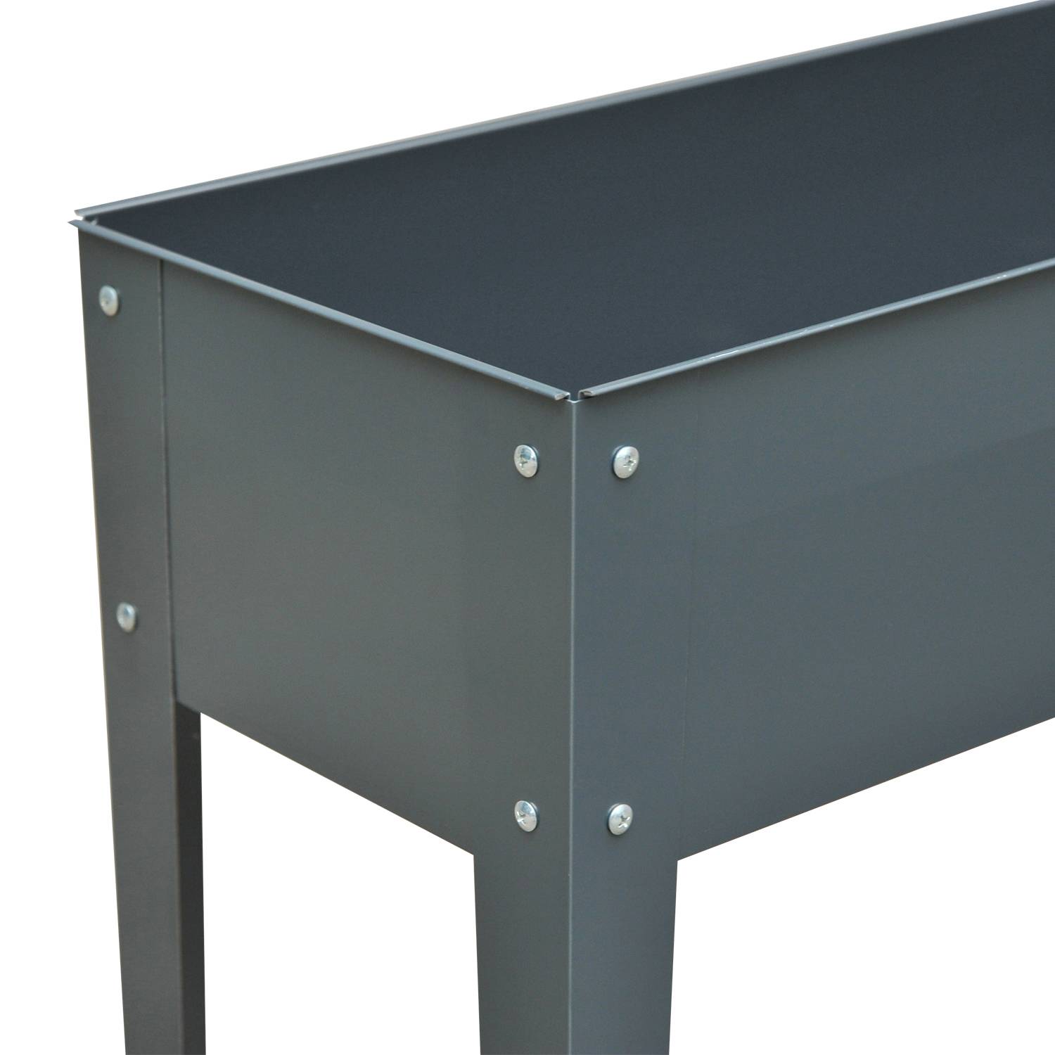 ComfortXL - Bac potager surélevé métal gris foncé 100 x 30 x 80 cm pour balcon terrasse avec 3 trous de drainage - Image 4