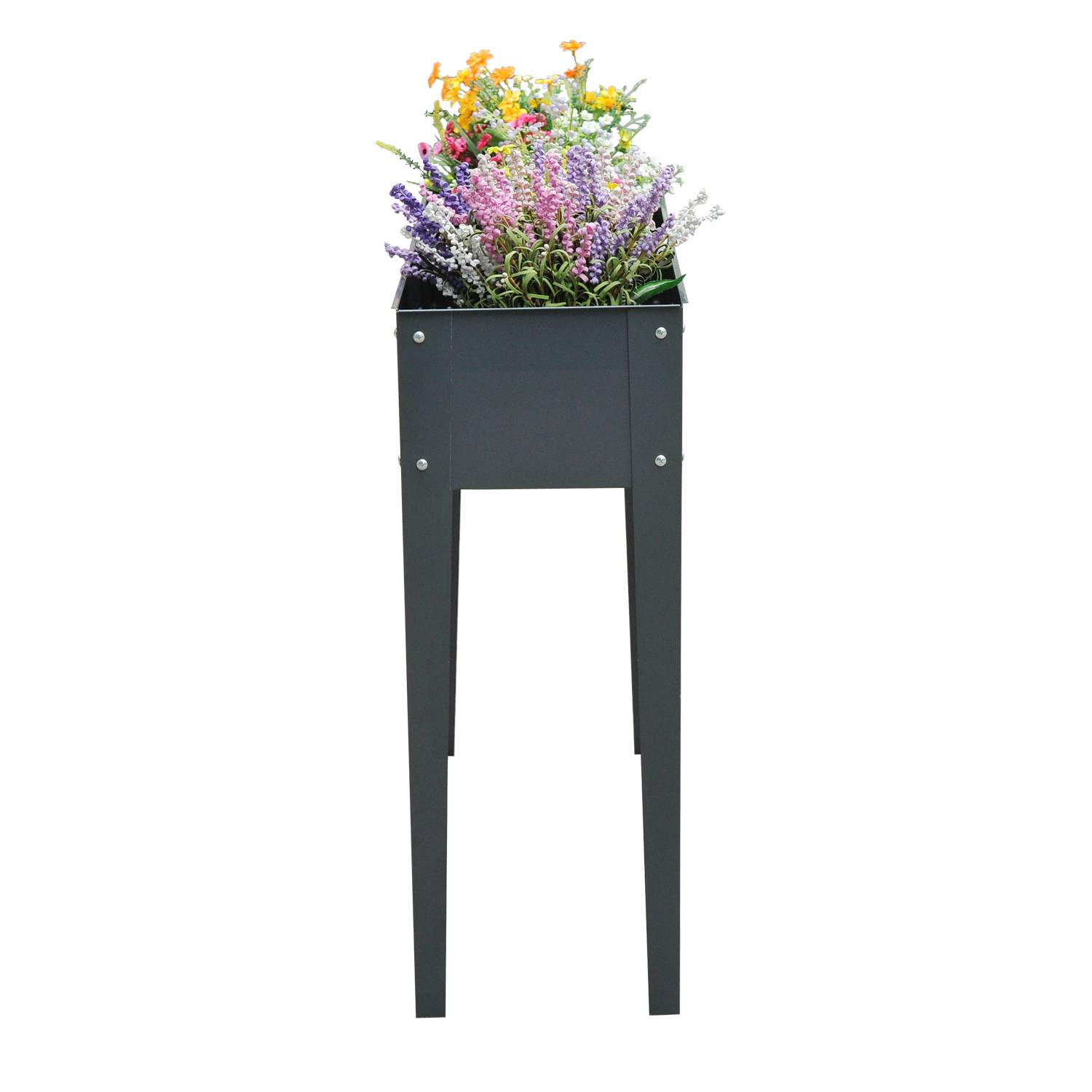 ComfortXL - Bac potager surélevé métal gris foncé 100 x 30 x 80 cm pour balcon terrasse avec 3 trous de drainage - Image 6
