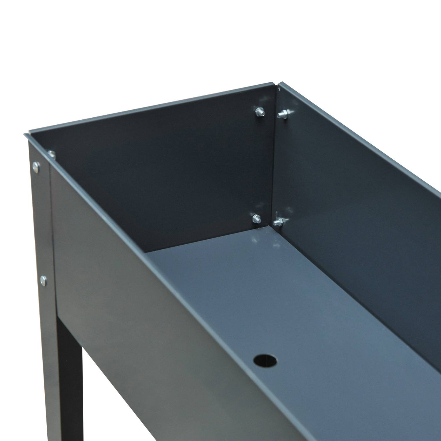 ComfortXL - Bac potager surélevé métal gris foncé 100 x 30 x 80 cm pour balcon terrasse avec 3 trous de drainage - Image 9