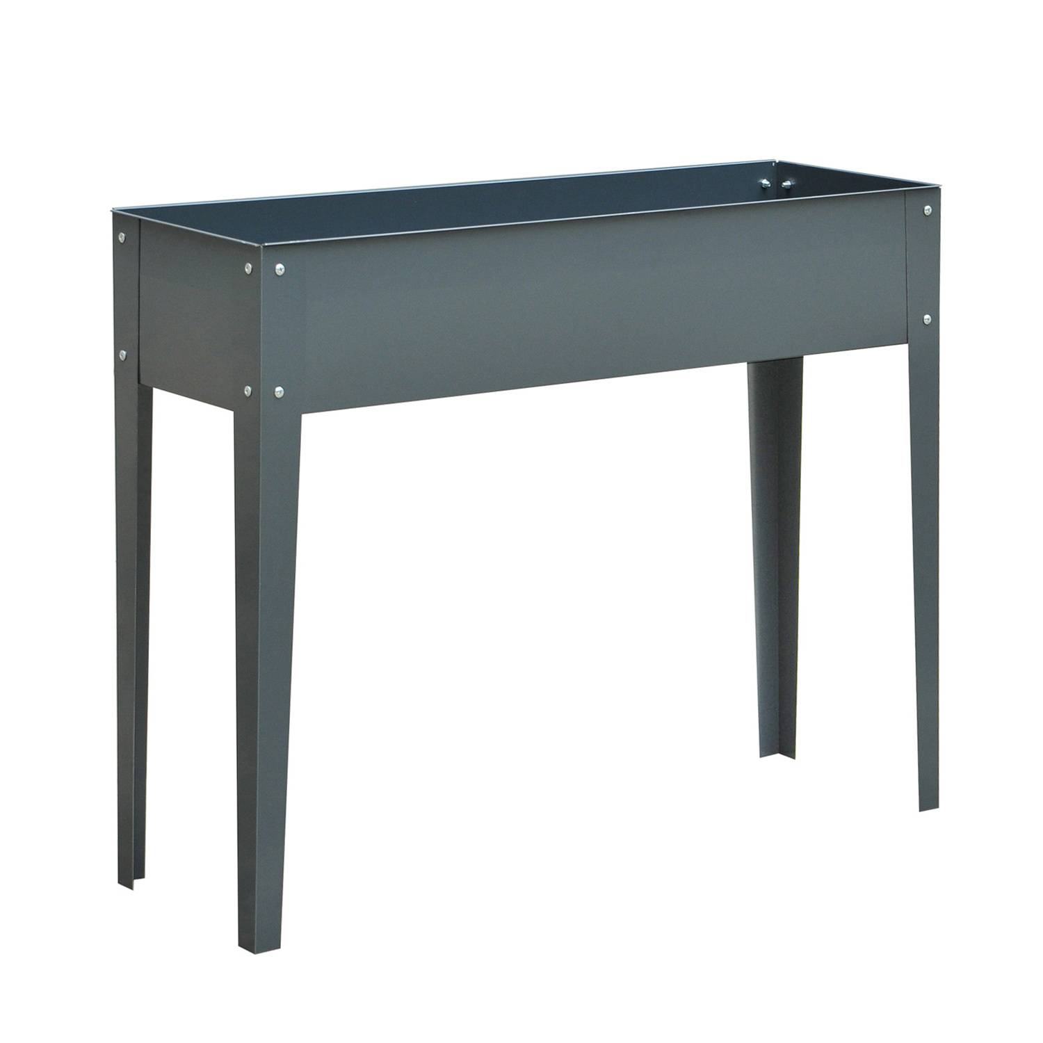 ComfortXL - Bac potager surélevé métal gris foncé 100 x 30 x 80 cm pour balcon terrasse avec 3 trous de drainage - Image 10