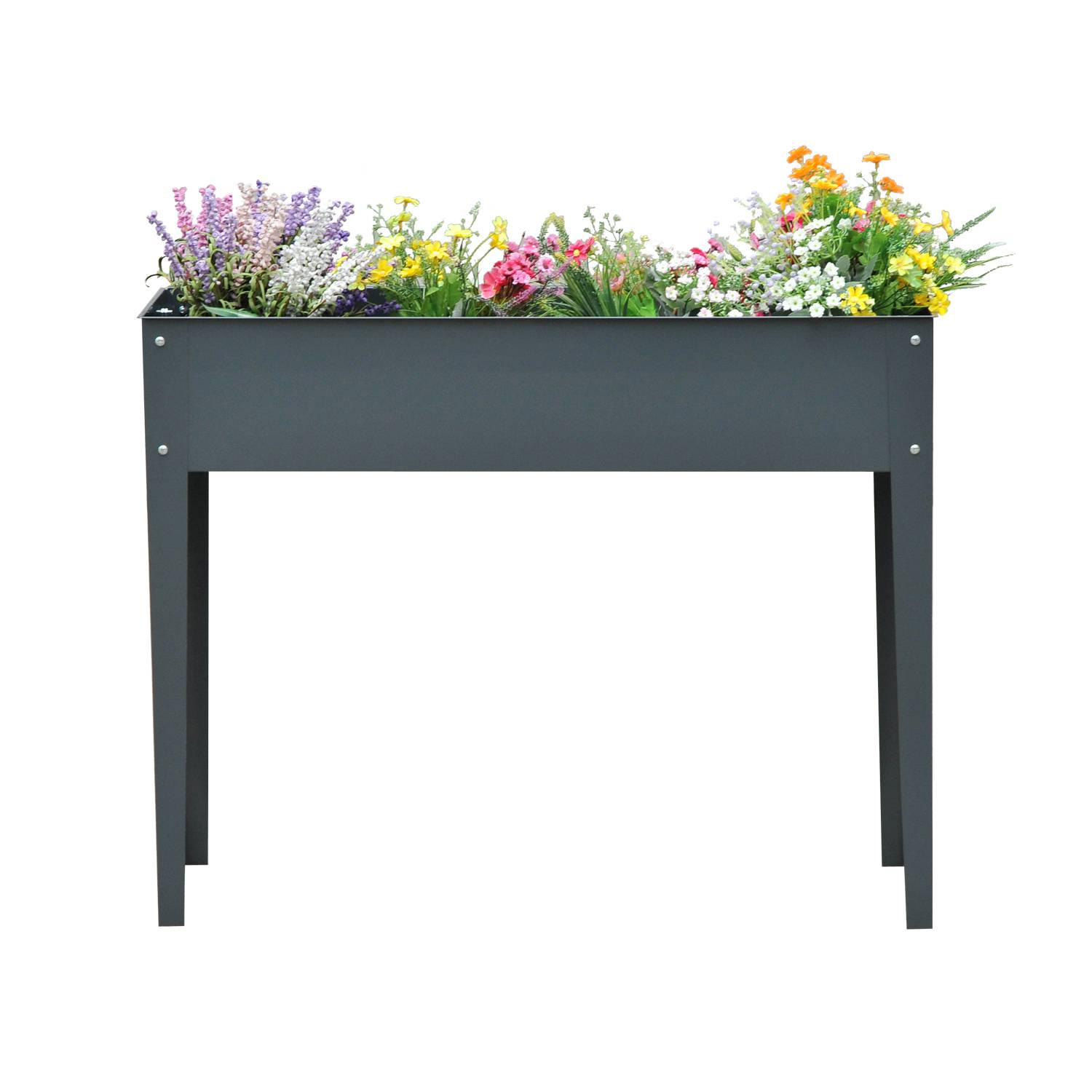 ComfortXL - Bac potager surélevé métal gris foncé 100 x 30 x 80 cm pour balcon terrasse avec 3 trous de drainage - Image 2