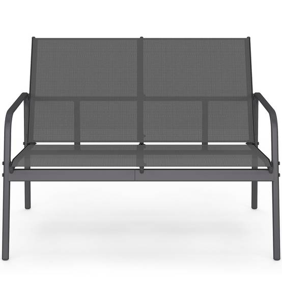Salon de jardin bas TOLEDE 4 places avec canapé, fauteuils et table gris anthracite - Image 3