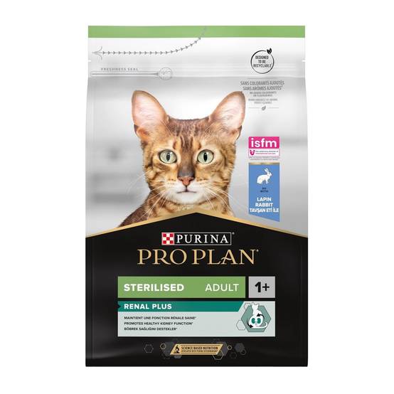 Purina One - Croquettes pour Chat Stérilisé RENAL PLUS au lapin 3kg PROPLAN